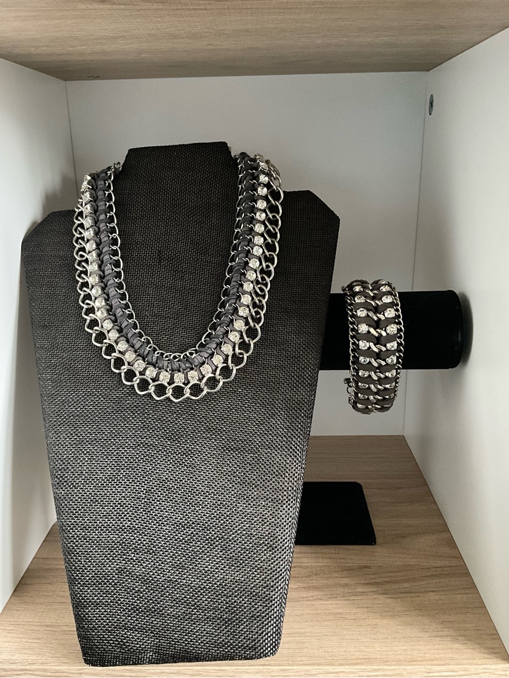 Premier Designs Multi-Row Silver-Tone Chain Necklace and Bracelet Set